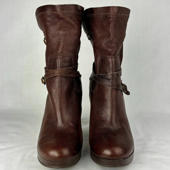 UGG Brown Ankle Booties with Chunky Heel and Buckle Details - Picture 2 of 16